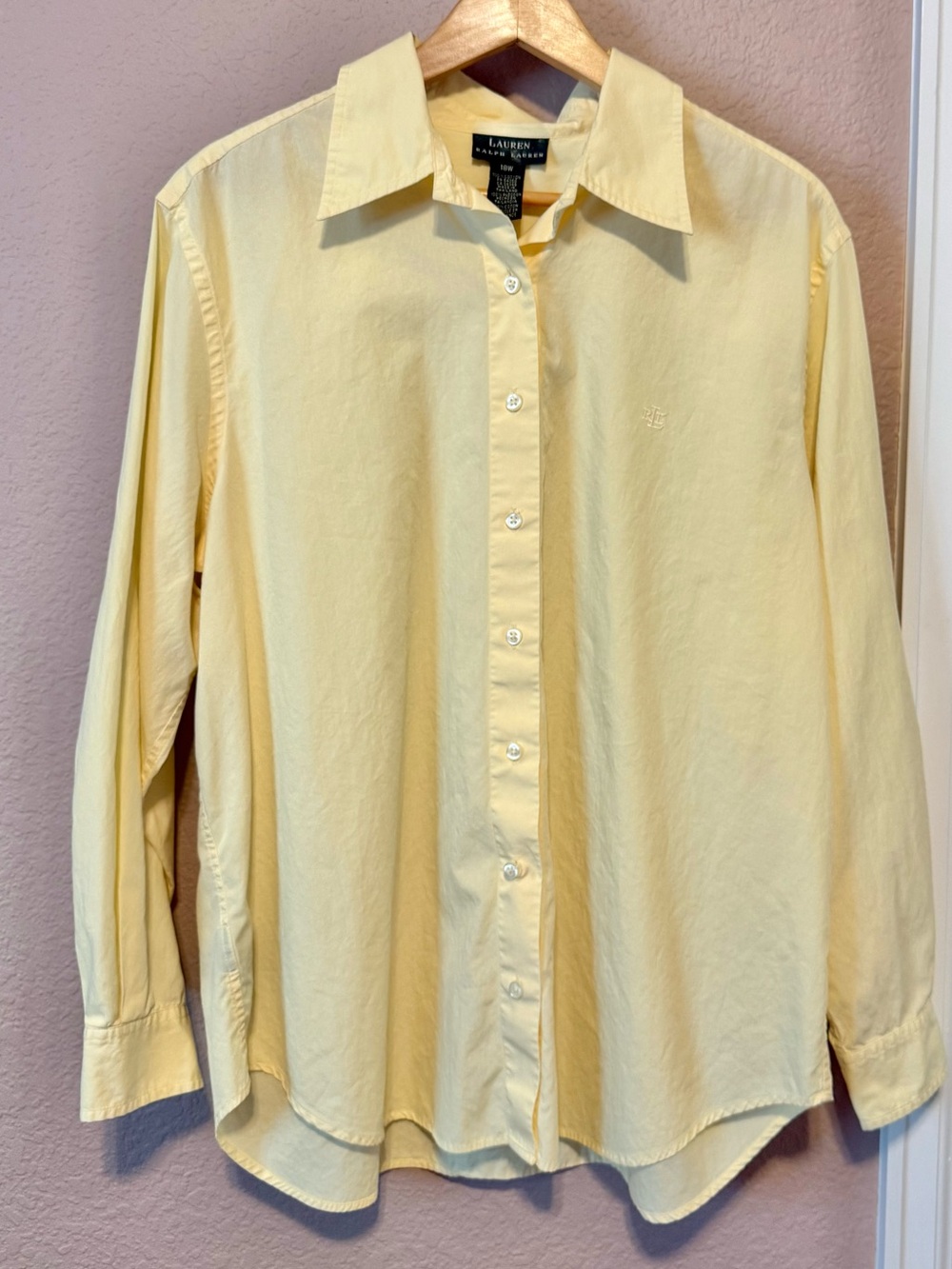 Lauren Ralph Lauren Pale Yellow Cotton Button-Up Shirt